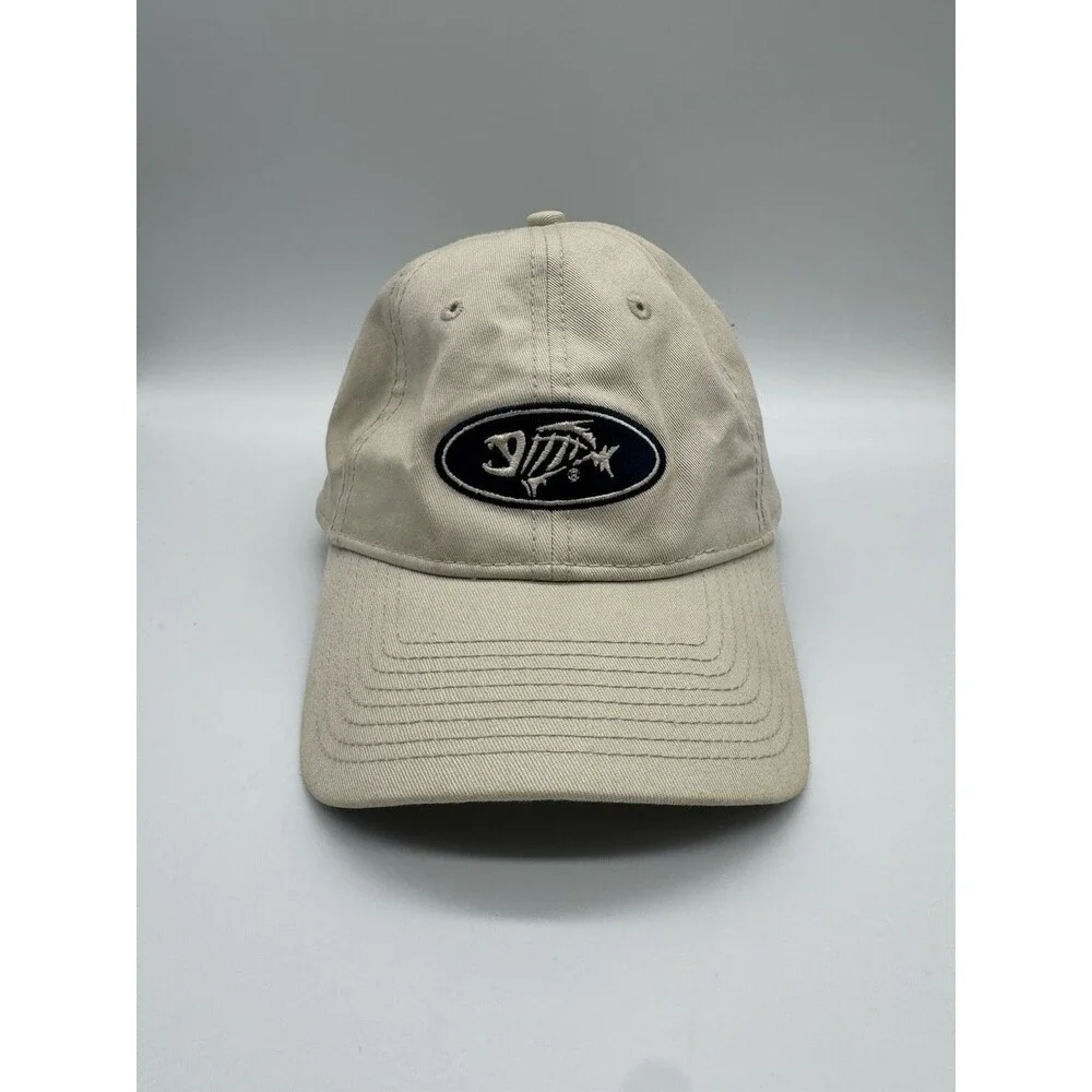 G. Loomis Fish Skeleton Logo Baseball Cap Beige One Size Strapback Hat The Game